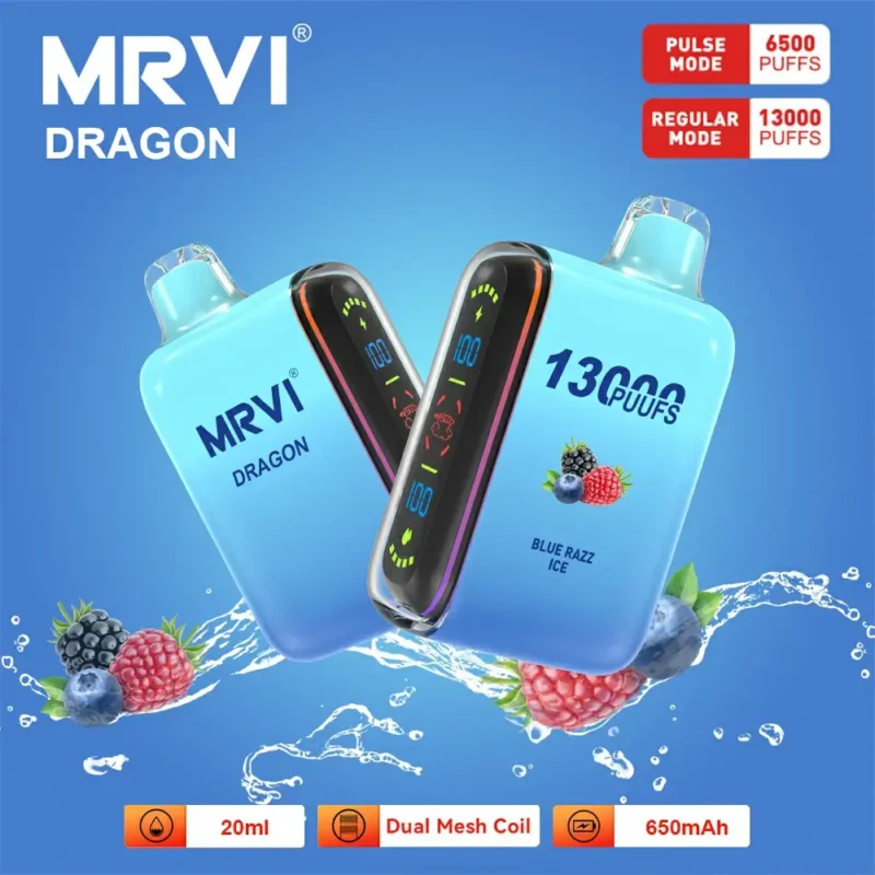 100 Original Mrvi Dragon 13000 Puffs Vaping 20ml E Liquid Dual Mesh Coil Wholesale Disposable Vape 5