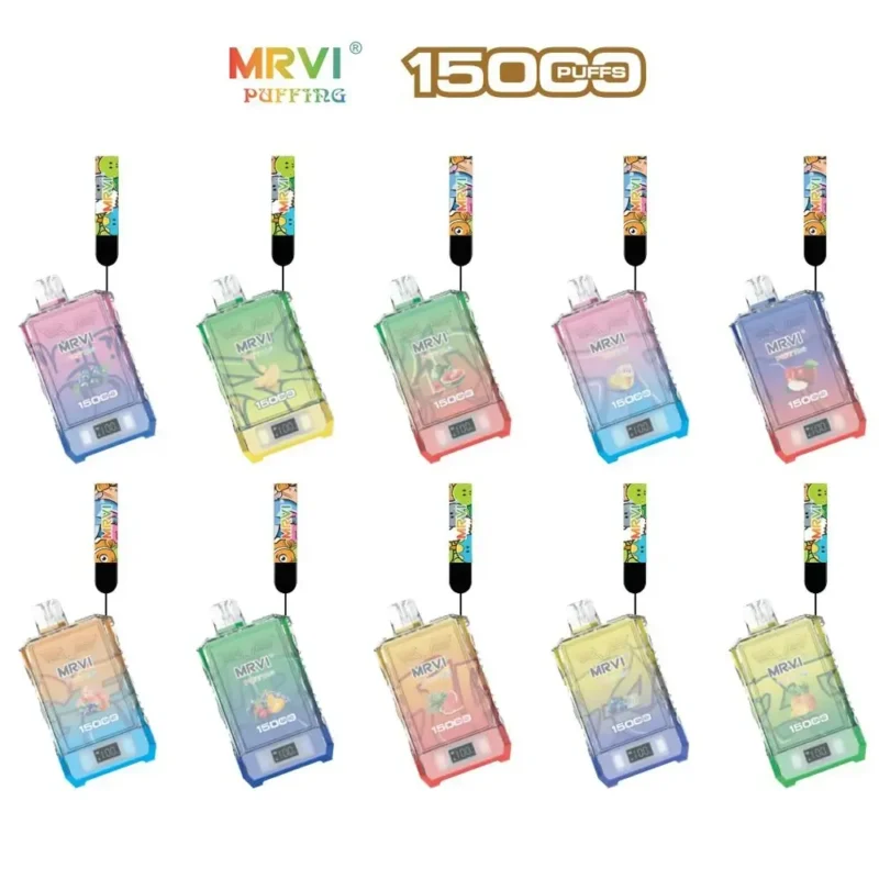Fabbrica originale MRVI PUFFING 15000 PUFFS 2% 5% Nicotina Dual Mesh Coil usa e getta Vape Pen con E Liquid & Power Screen Display (1)