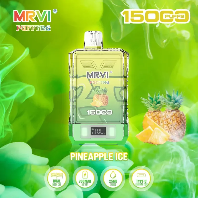 MRVI 15000 boccate da 2 a 5 percento di nicotina 25mL Doppia maglia Display di potenza Vape sfuso