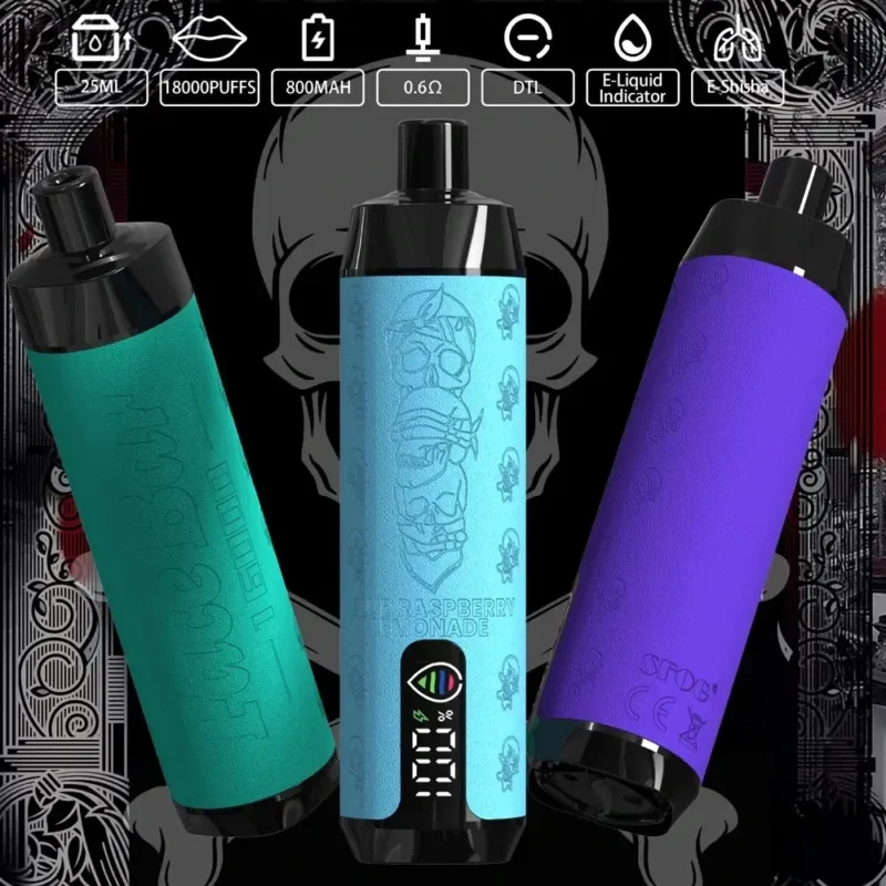 SFOG Face Bar 18000 Puffs Vape descartável DTL Hookah Shisha com fluxo de ar ajustável