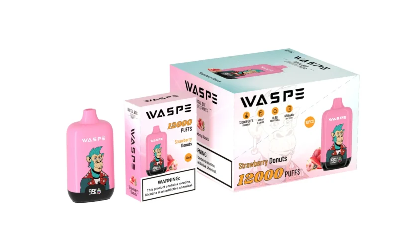 Wholesale Waspe 12000 Puffs Digital Box Vape Pen Disposable with LCD Display 20ml Capacity Mesh Coil Multiple Nicotine Levels 0 2 3 5 1