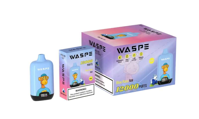 Wholesale Waspe 12000 Puffs Digital Box Vape Pen Disposable with LCD Display 20ml Capacity Mesh Coil Multiple Nicotine Levels 0 2 3 5 11