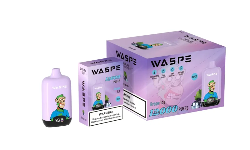 Wholesale Waspe 12000 Puffs Digital Box Vape Pen Disposable with LCD Display 20ml Capacity Mesh Coil Multiple Nicotine Levels 0 2 3 5 13