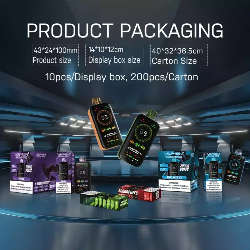 VAPEN QUAD BOX 20000 PUFFS Adjustable Airflow Rechargeable 2 5 Low Nicotine Wholesale Disposable Vape Full Screen Display 3
