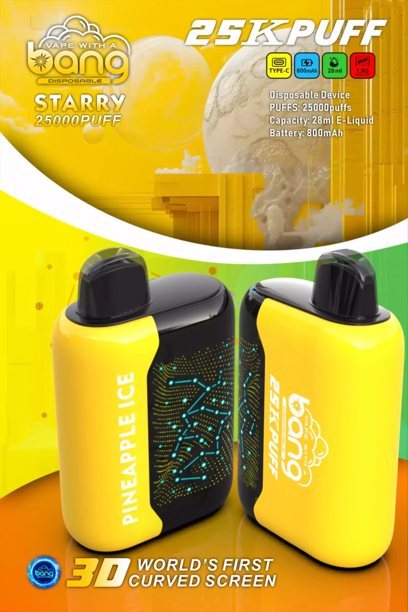 Bang Starry 25000 Puffs Oplaadbare 3D gebogen scherm Wegwerp Vape Groothandel 0 2 3 5 Lage Nicotine 28ml E Liquid Mesh Coil Bulk Koop Wegwerp Elektronische Sigaretten 14 geschaald