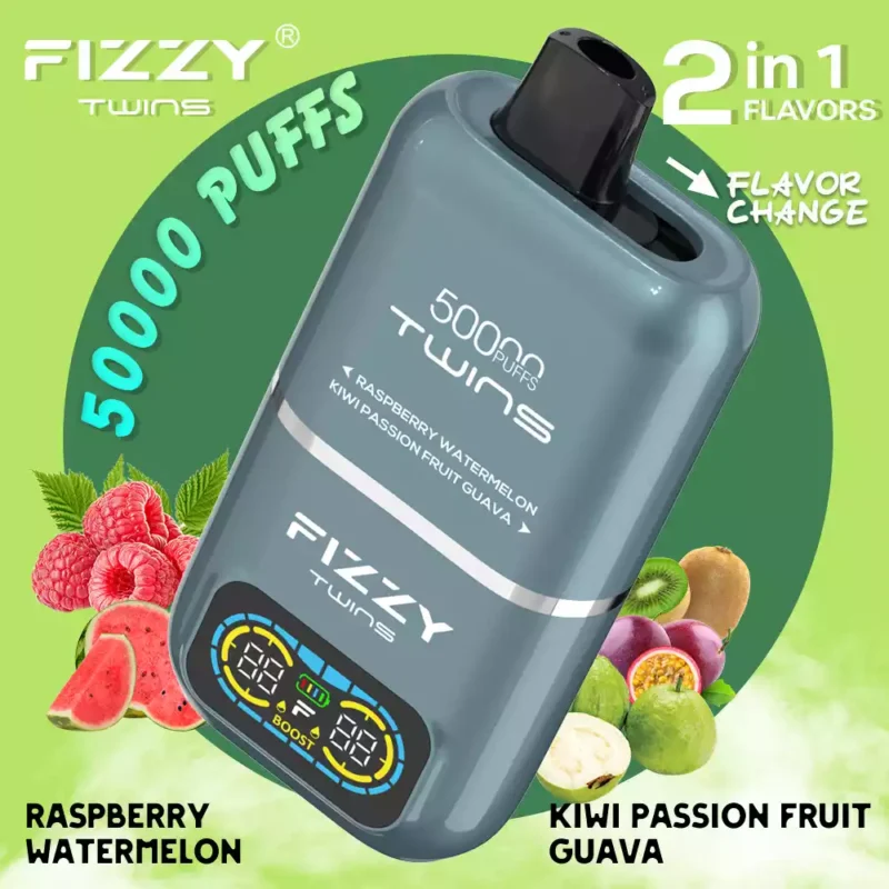 Fizzy Twins 50k Puffs revelam a derradeira experiência de vaporização com 12 sabores, 50ML E liquid Mesh Coil e bateria de 850mAh 106